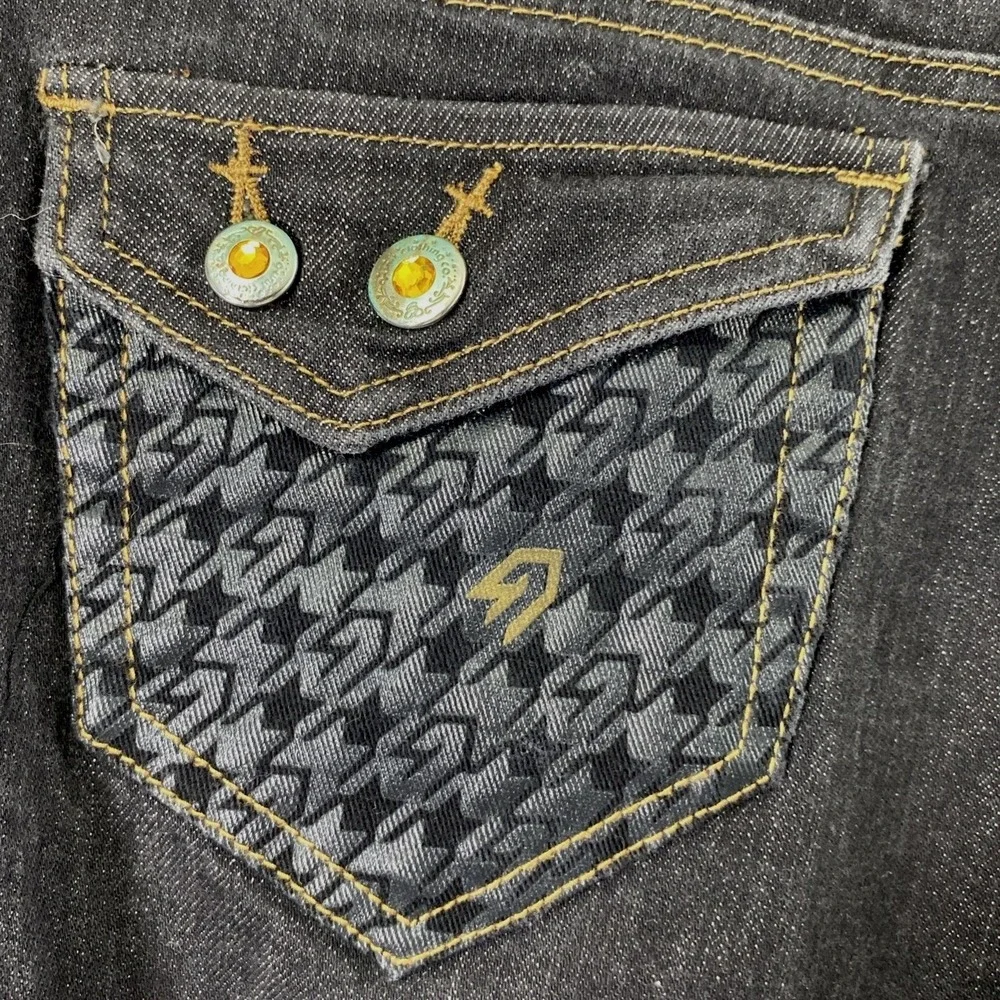 G Unit Company Denim Shorts Junior 11 Dark Wash Gold Rhinestones Flap‎ Pockets